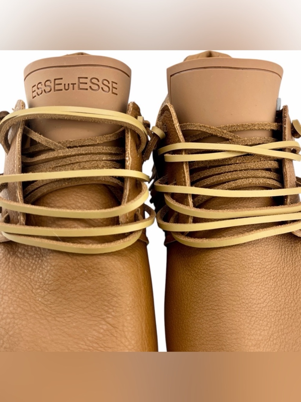 ESSEutESSE new Tan Fringe Leather Sneakers + Box - Picture 8 of 17